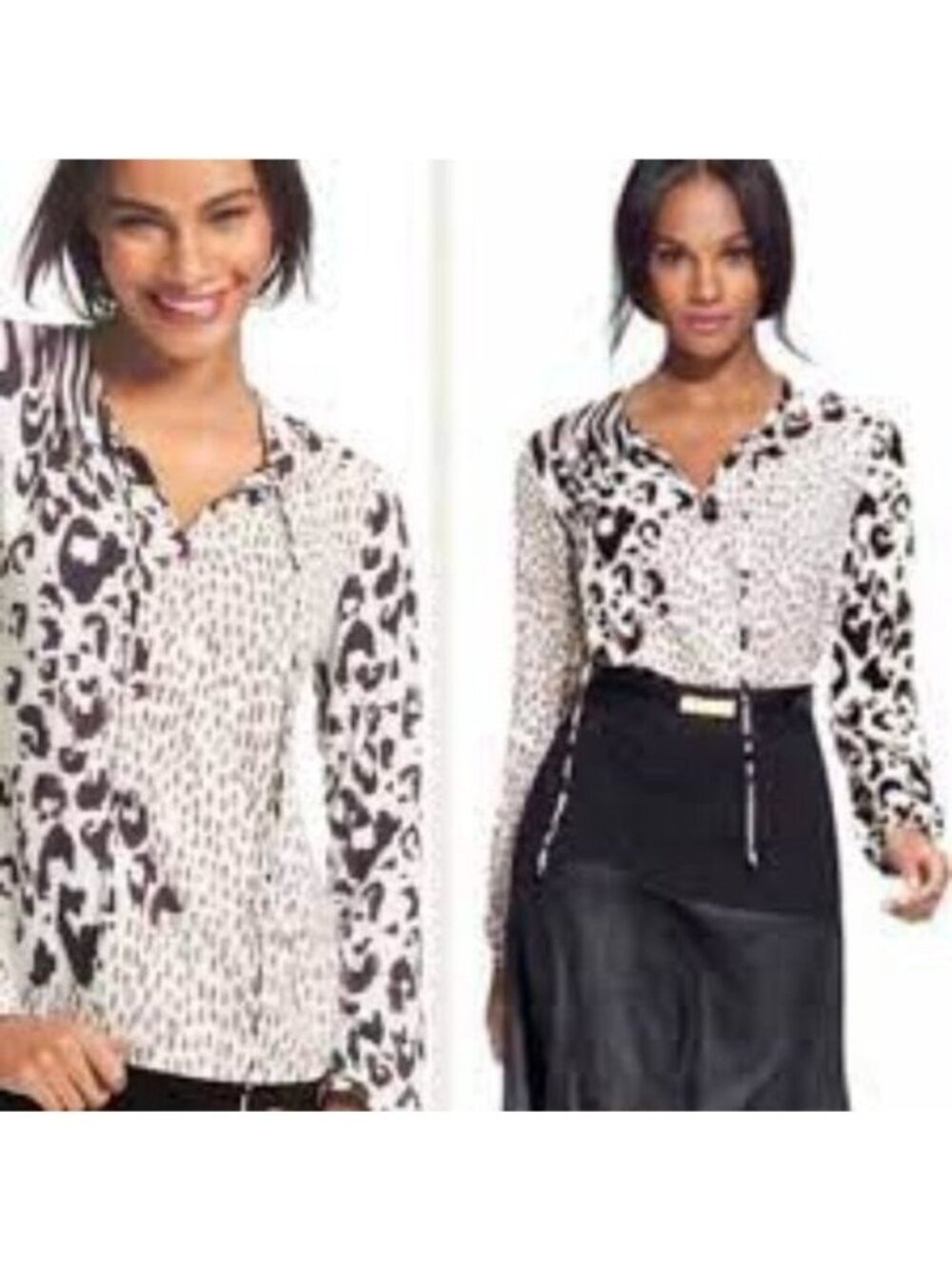 Cabi Animal Print Faux Wrap Top #590 Womens XS